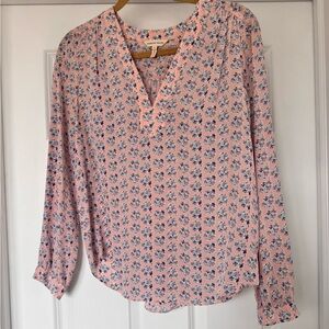 Rebecca Taylor Silk Pink and Blue Floral Blouse